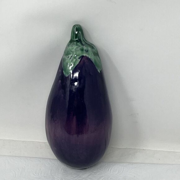Vintage A Due Tosin Italy Majolica Ceramic Eggplant Art Pottery Vegetable Purple - Picture 1 of 13